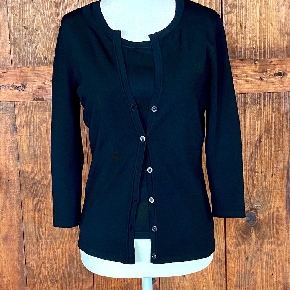 Ann Taylor Black Silk Sweater Set Sz S